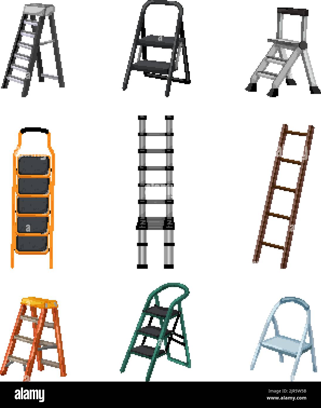 step ladder safety set cartoon vector illustration Stock Vector Image