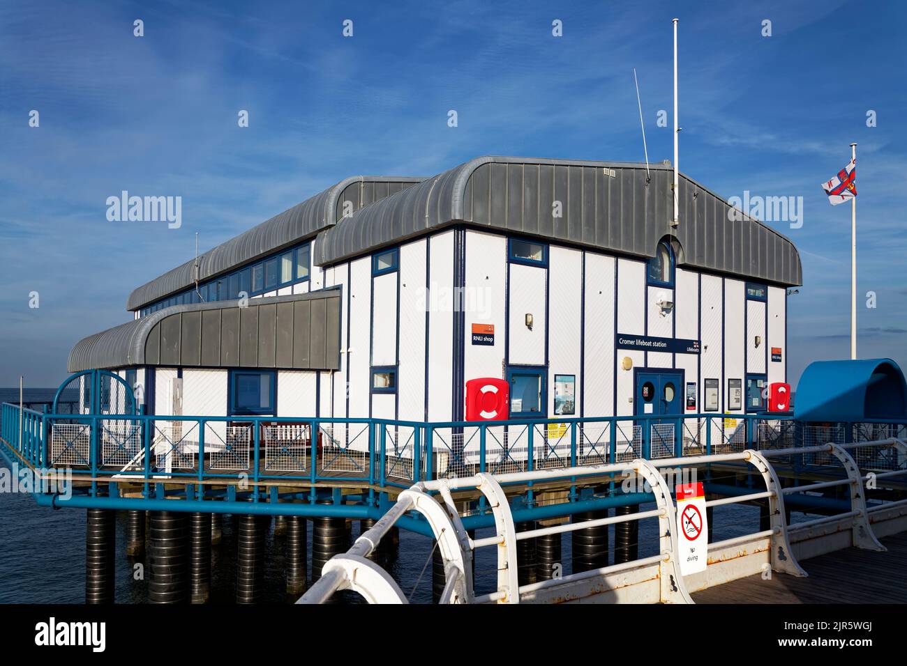 Cromer life boat station on the end of the pier. Stock Photo