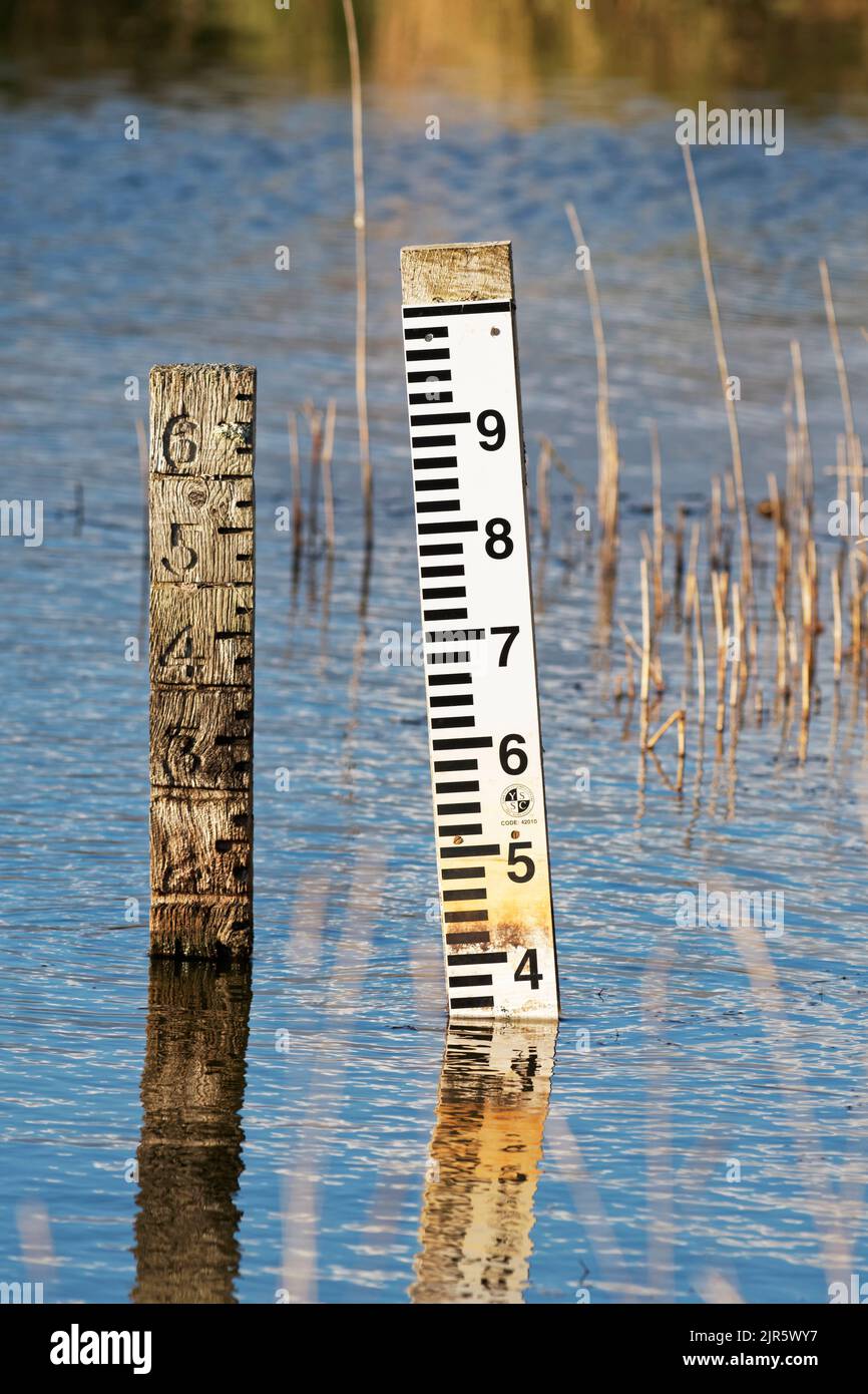 Water level indicators one old the other new. Stock Photo