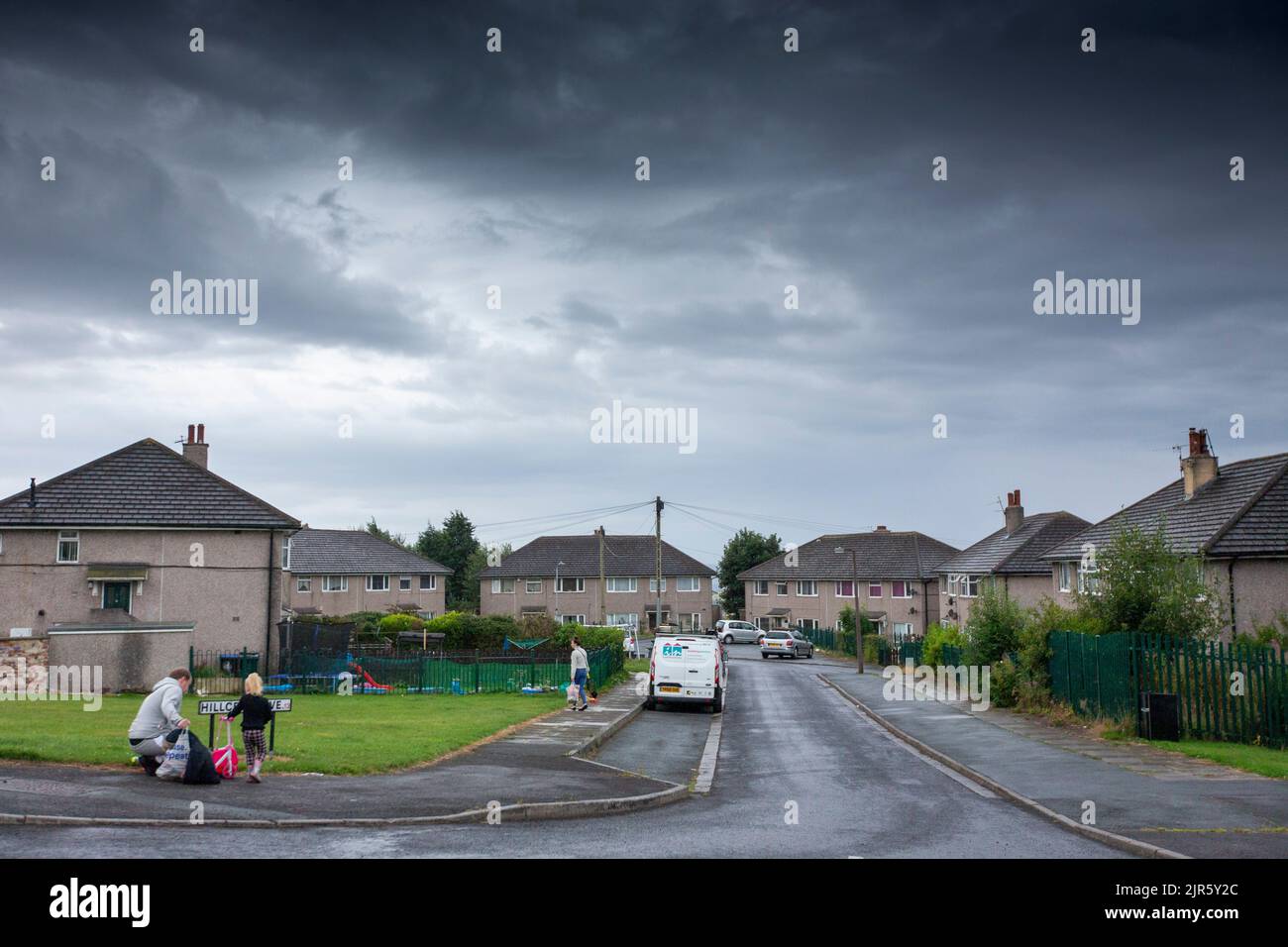 A family on the Hillcrest Estate Queensbury Bradford West Yorkshire