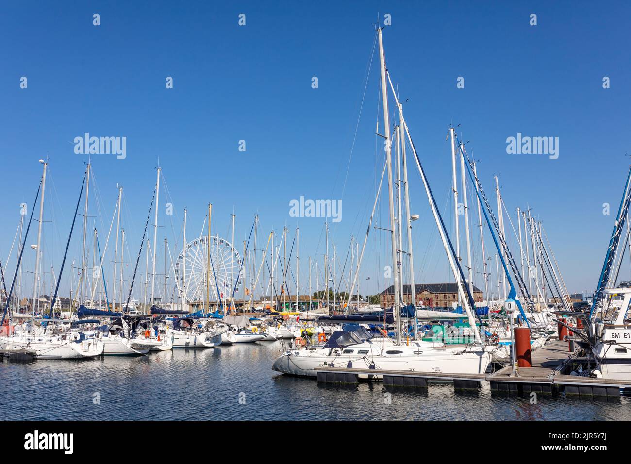 Harbor of Saint-Malo with yachts and sail ships Stock Photo