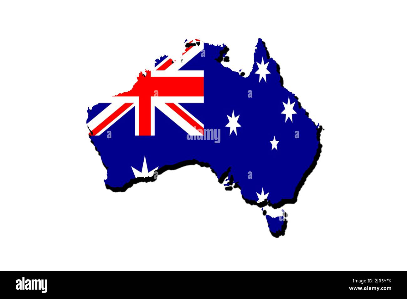Silhouette of the map of Australia with its flag Stock Photo