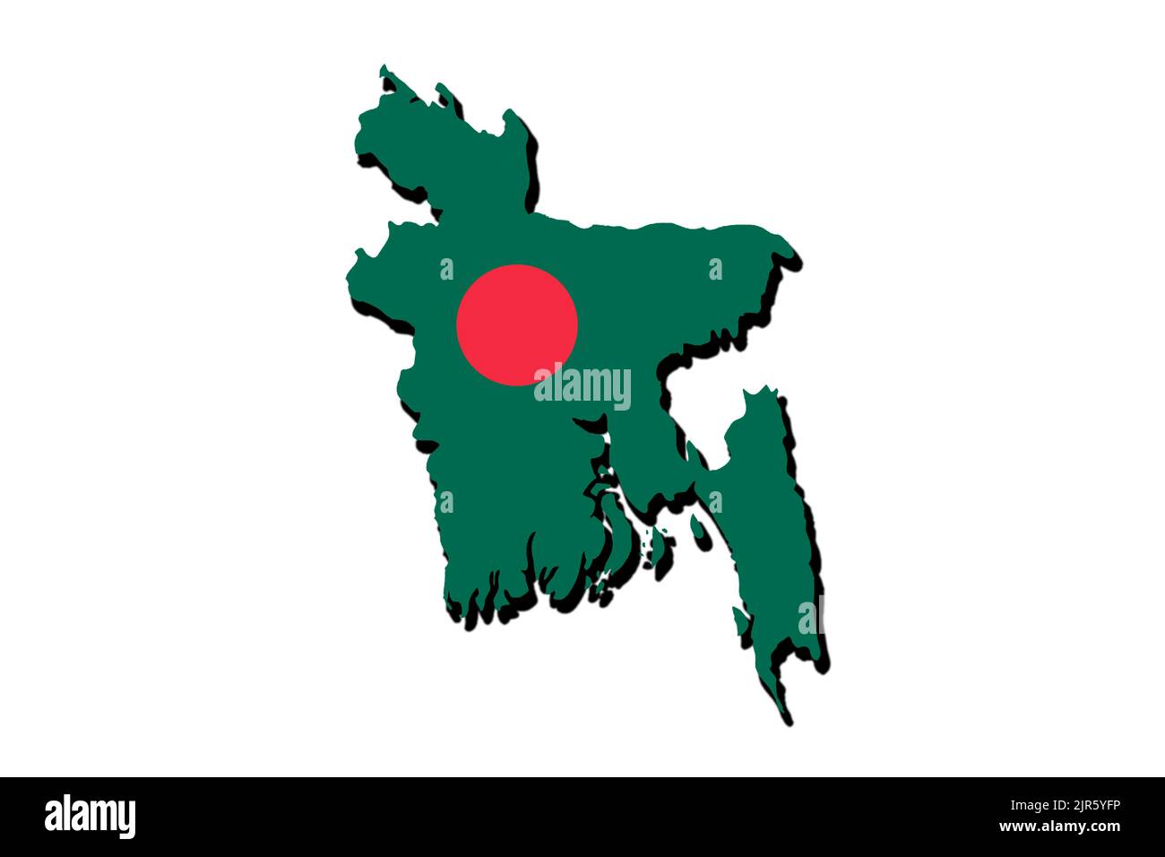 Silhouette of the map of bangladesh with its flag Stock Photo