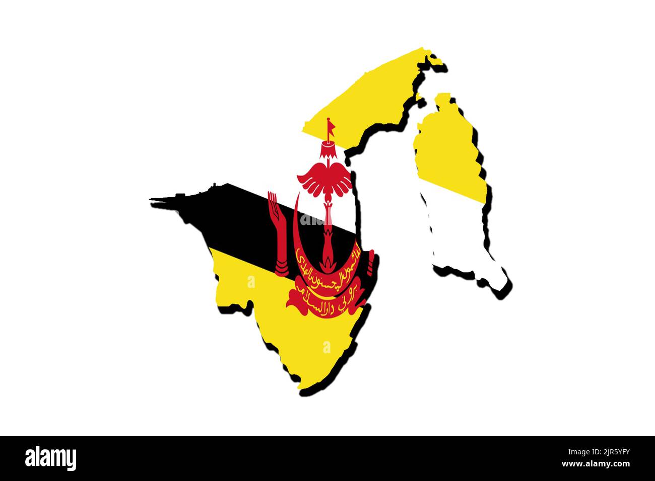 Silhouette of the map of Brunei with its flag Stock Photo