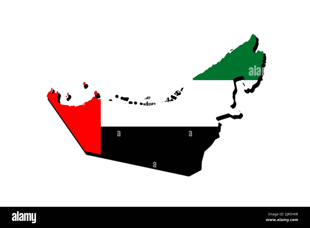 Silhouette of the map of United Arab Emirates with its flag Stock Photo