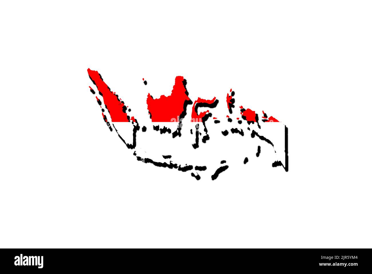 Silhouette of the map of Indonesia with its flag Stock Photo