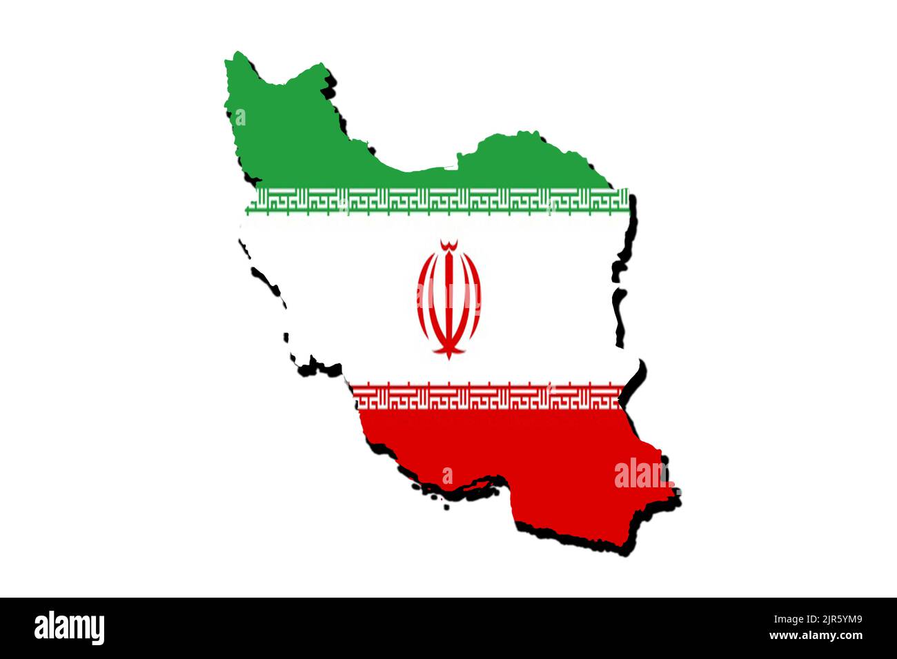 Silhouette of the map of Iran with its flag Stock Photo