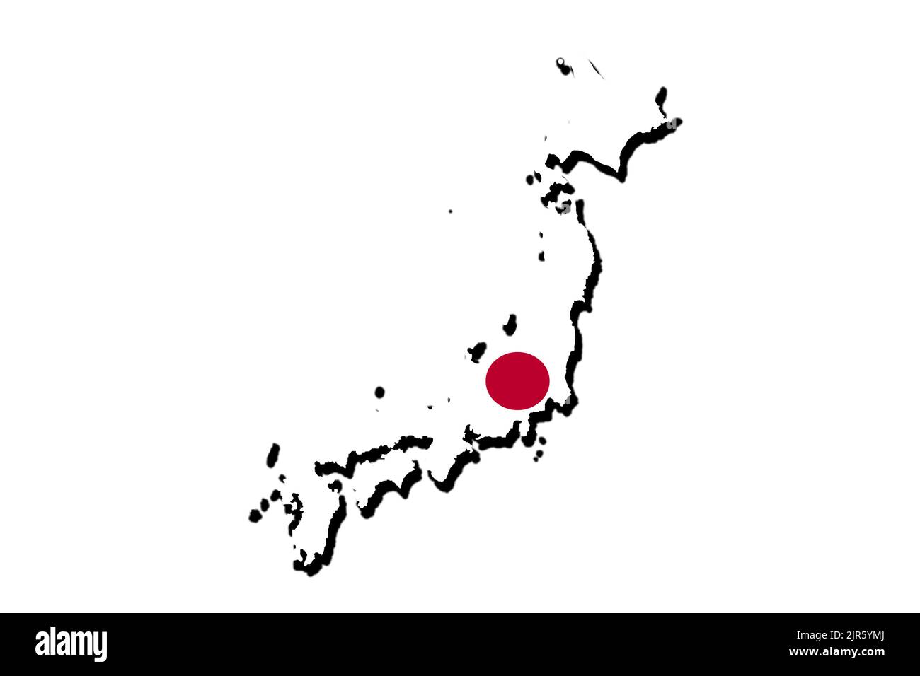 Silhouette of the map of Japon with its flag Stock Photo