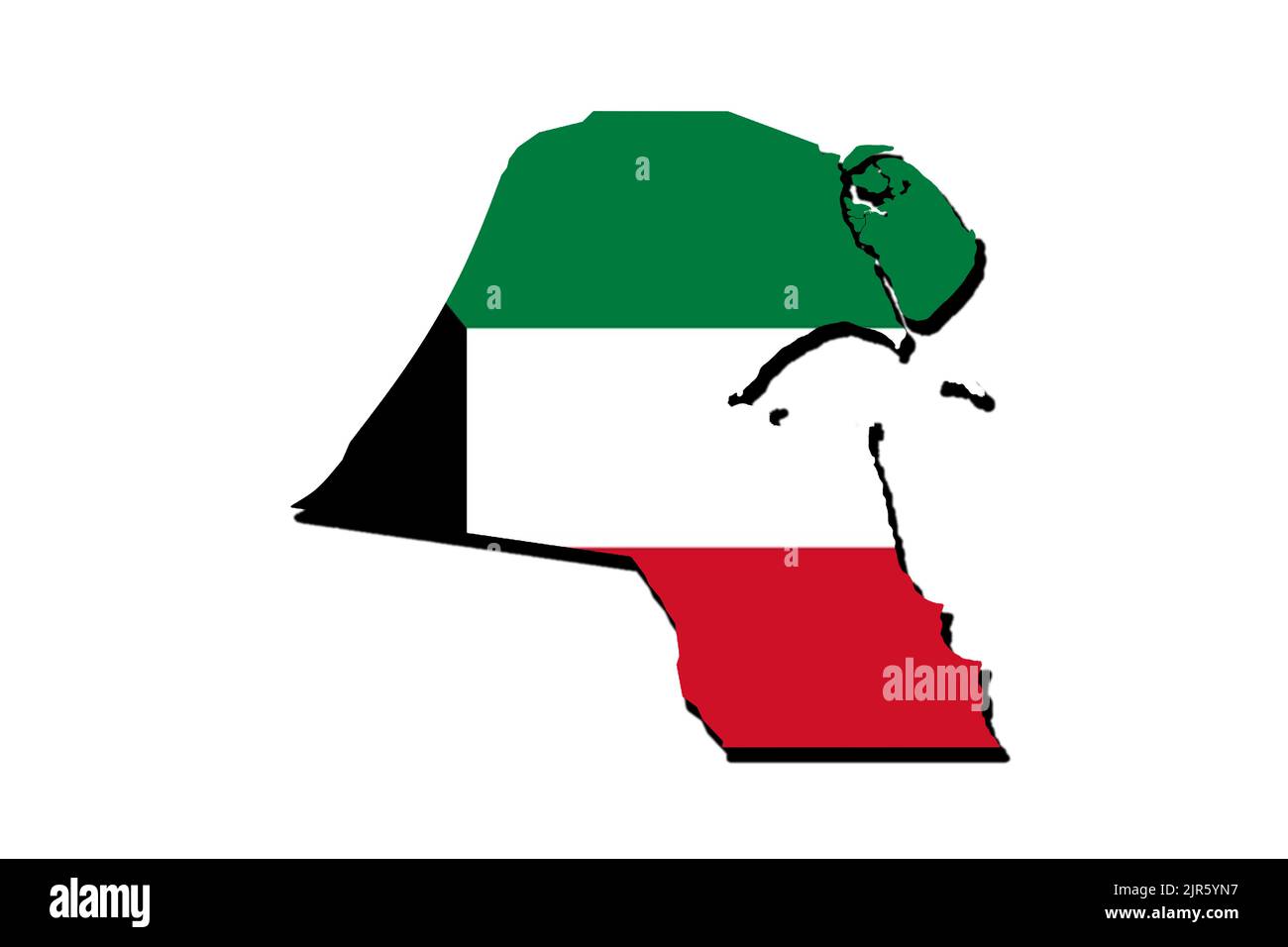 Silhouette of the map of Kuwait with its flag Stock Photo