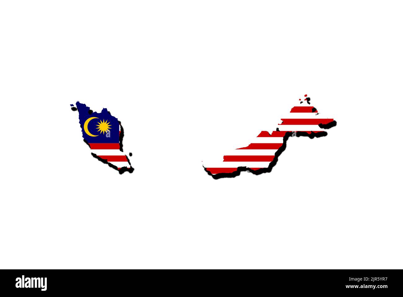 Silhouette of the map of Malaysia with its flag Stock Photo