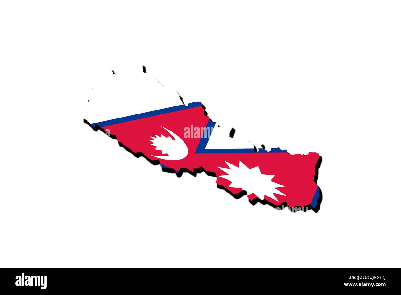 Silhouette of the map of Nepal with its flag Stock Photo