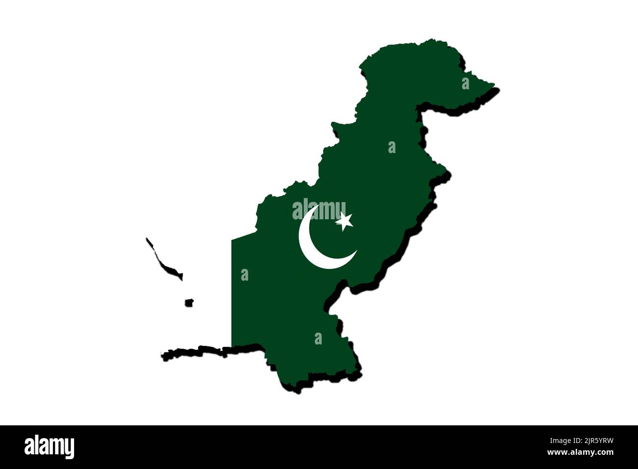 Silhouette of the map of Pakistan with its flag Stock Photo