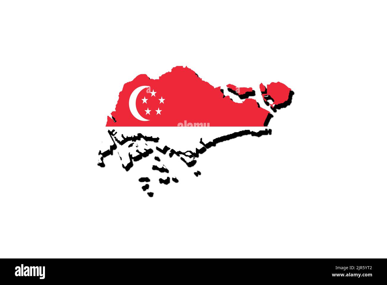 Silhouette of the map of Singapore with its flag Stock Photo