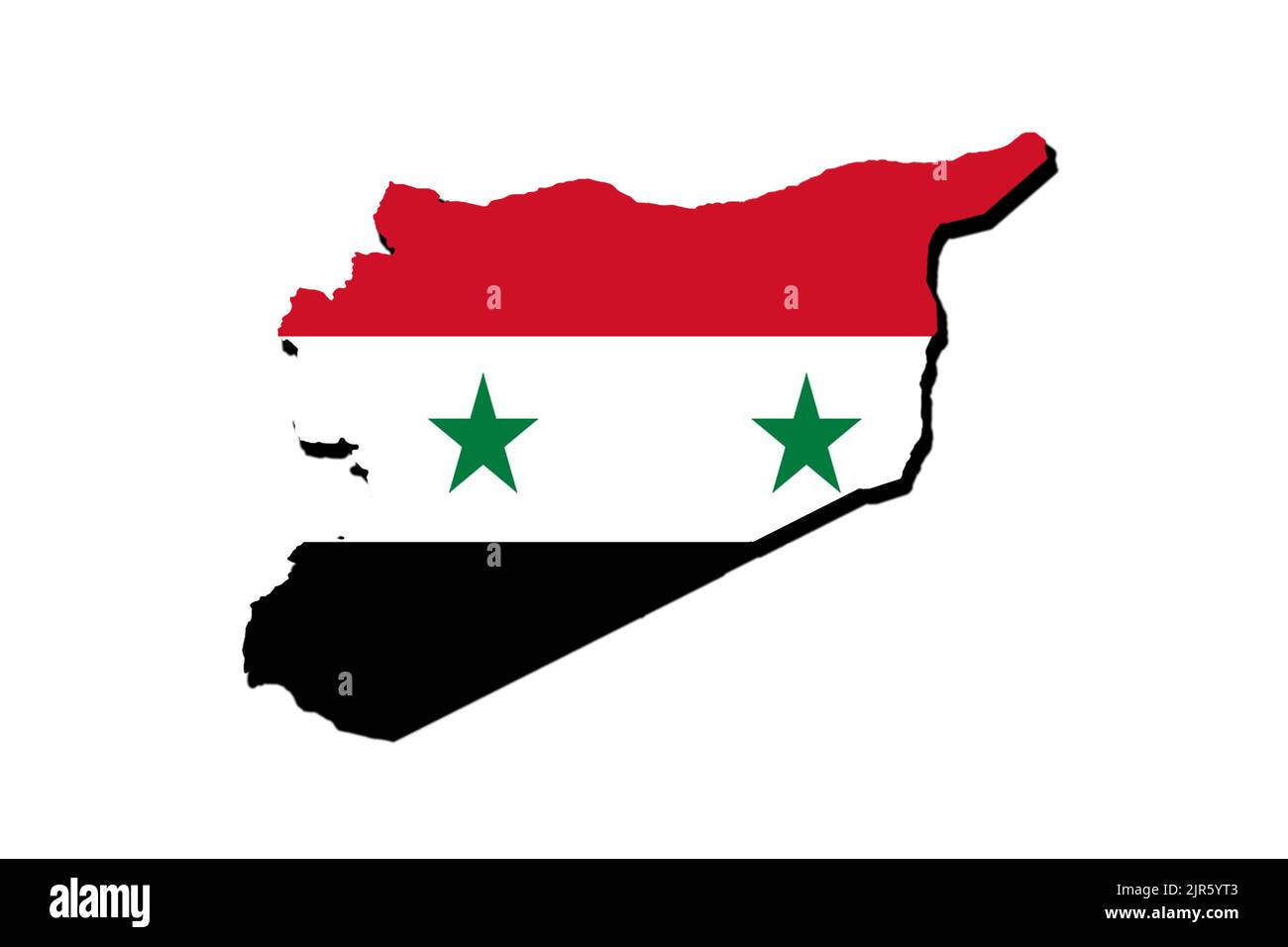 Silhouette of the map of Syria with its flag Stock Photo