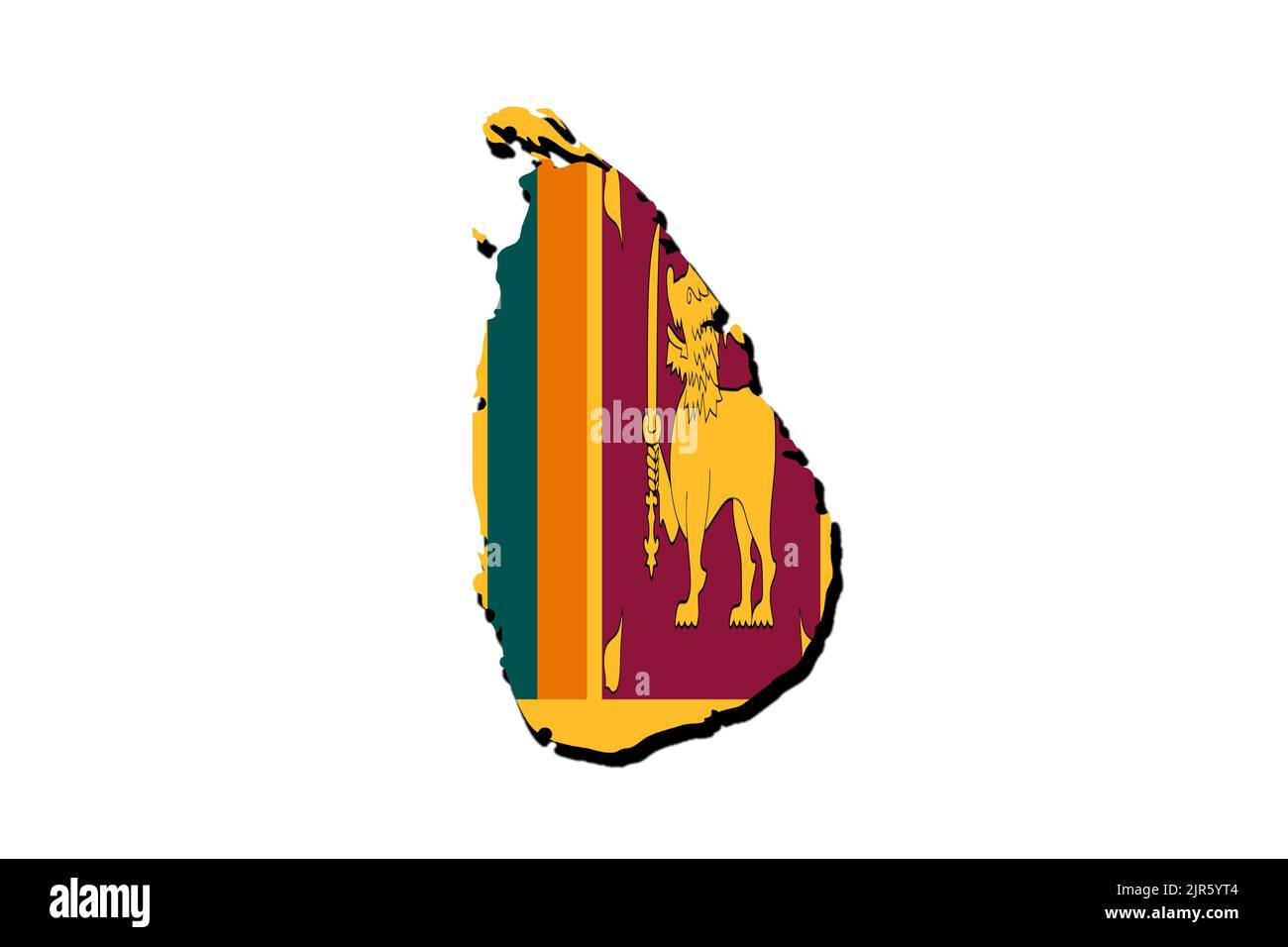 Silhouette of the map of Sri Lanka with its flag Stock Photo