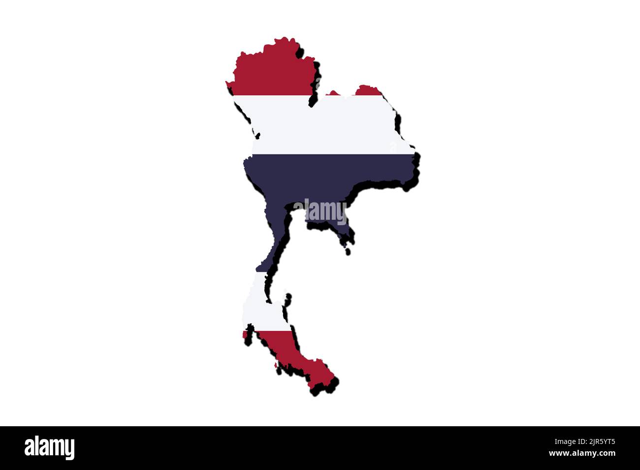 Silhouette of the map of thailand with its flag Stock Photo