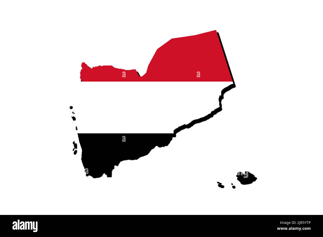 Silhouette of the map of Yemen with its flag Stock Photo