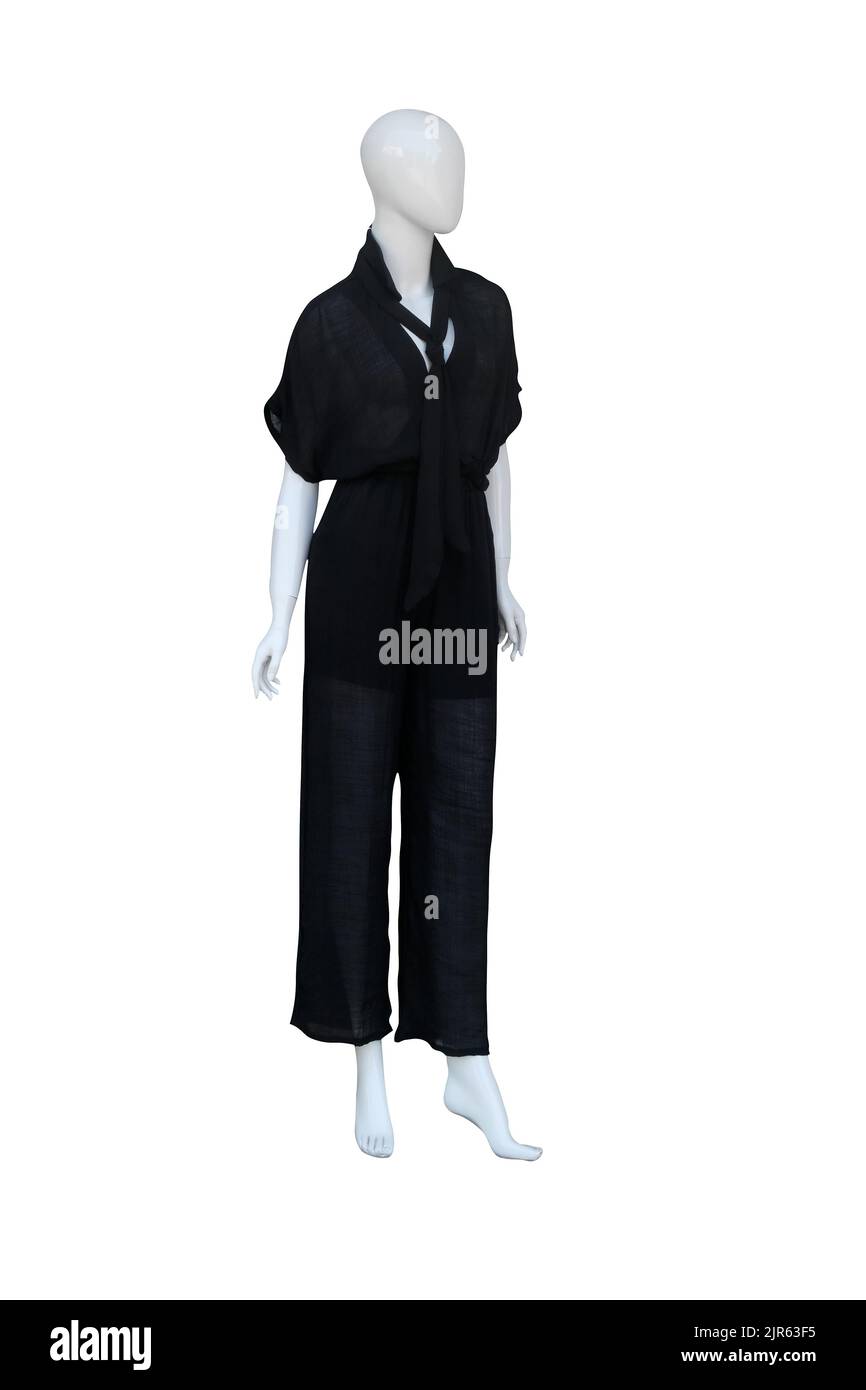 female mannequin in black suit isolated on white background Stock Photo