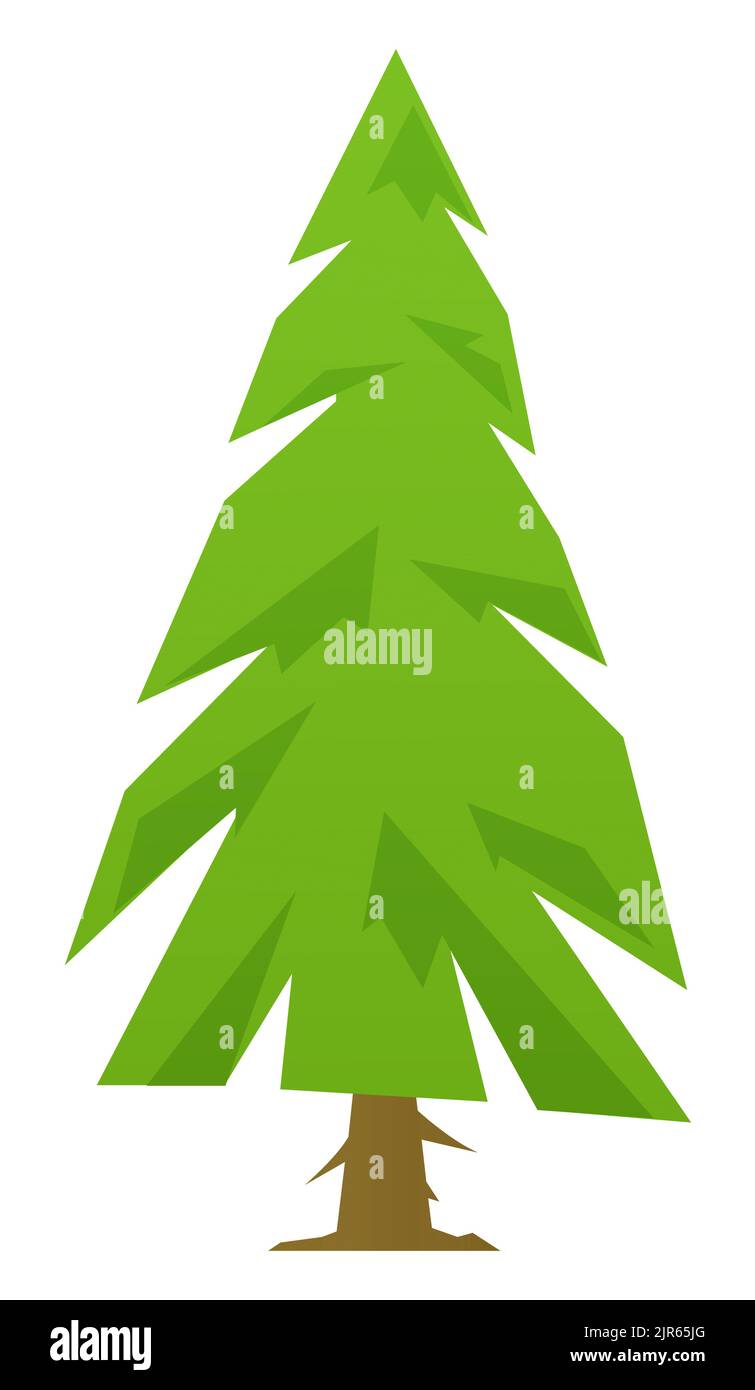 Evergreen tree with needle leaves modern flat design style isolated