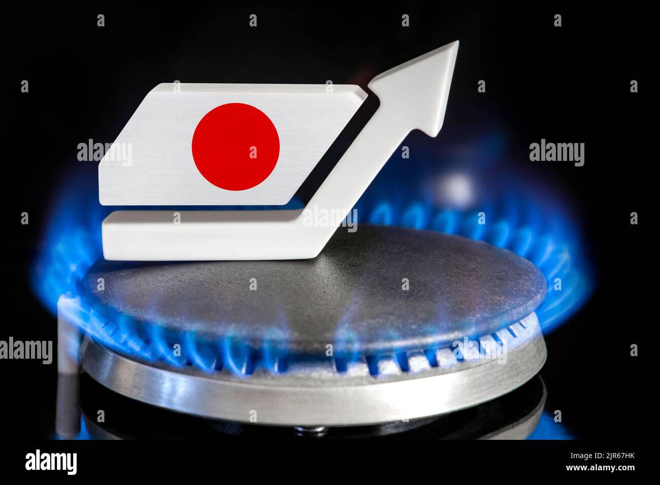 Gas price. Rise in gas prices in Japan. A burner with a flame and an