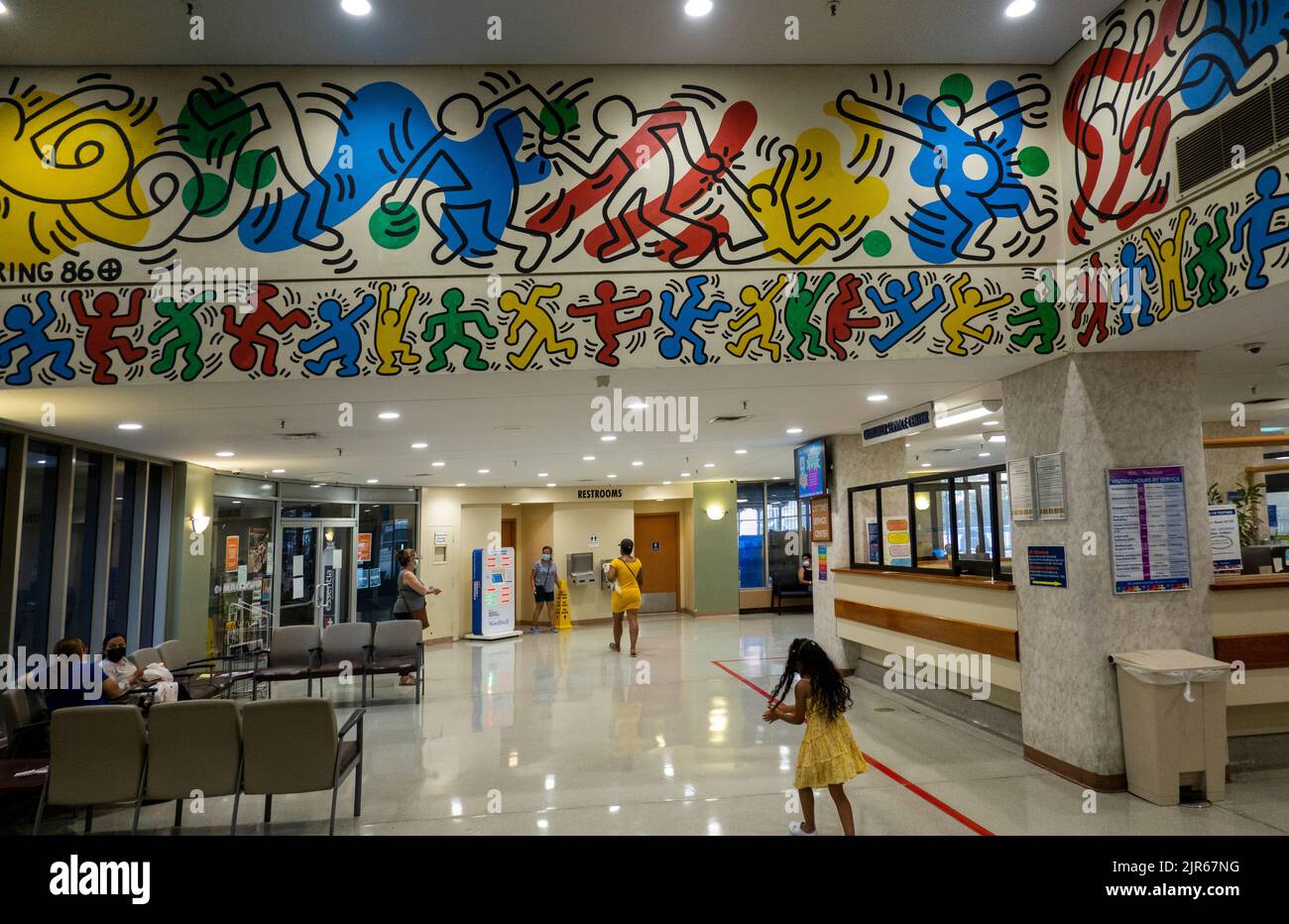 Keith Haring mural inside Woodhull Hospital lobby in Brooklyn NYC Stock ...