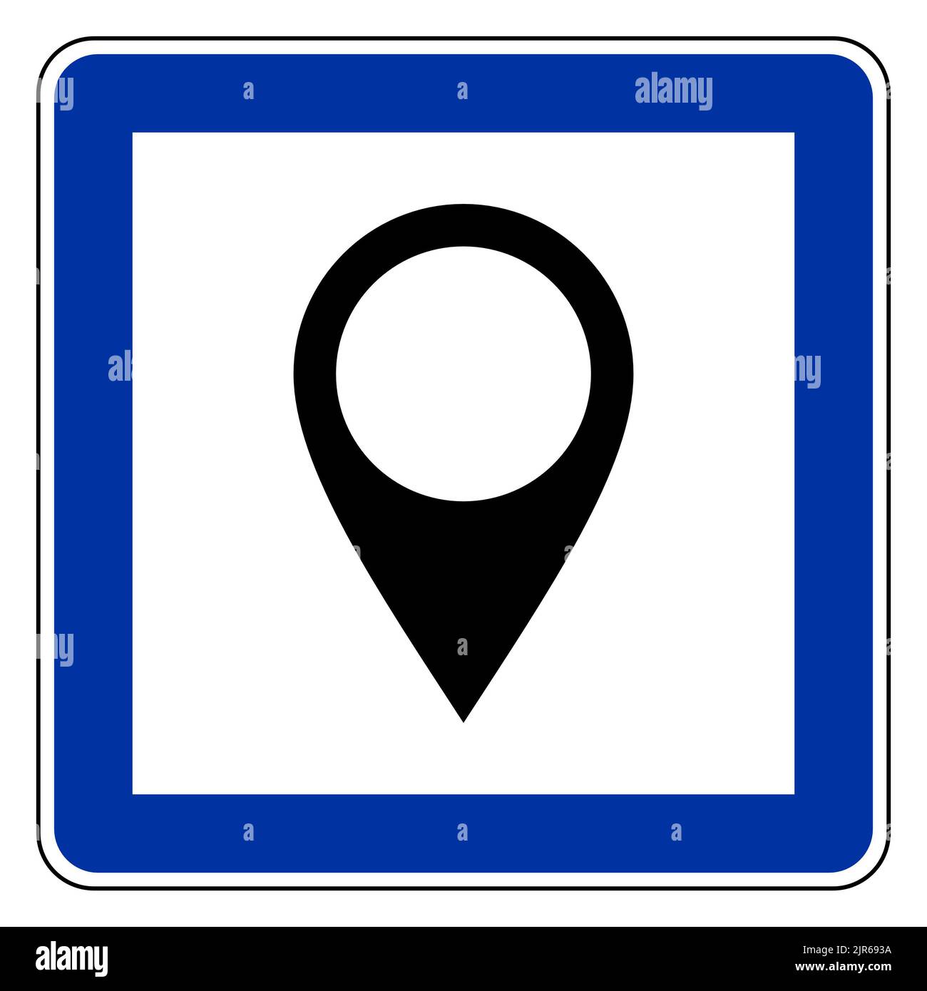 Location pin and road sign Stock Photo - Alamy