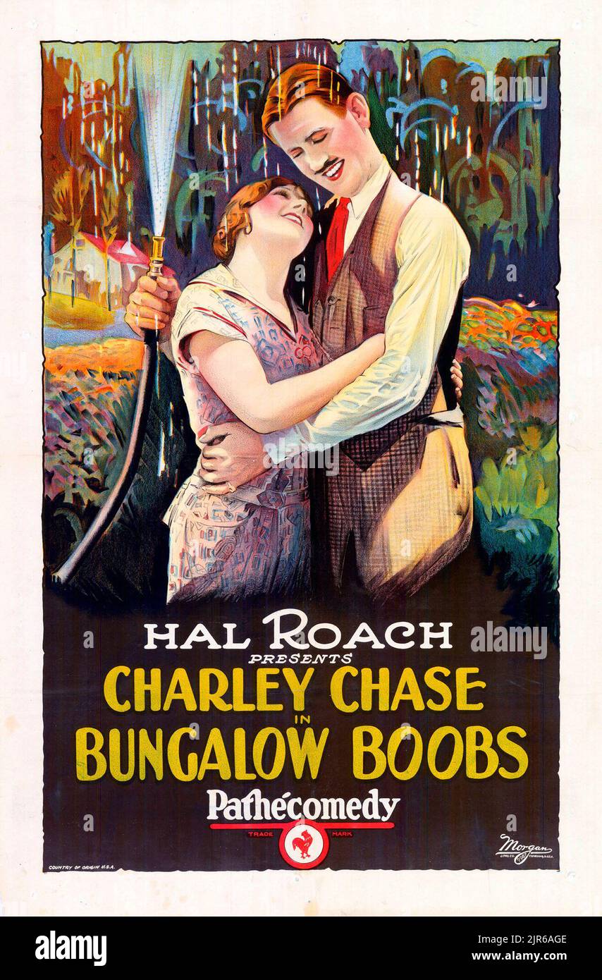 Charley Chase, vintage film poster - Vintage movie poster for the 1924 film Bungalow Boobs Stock