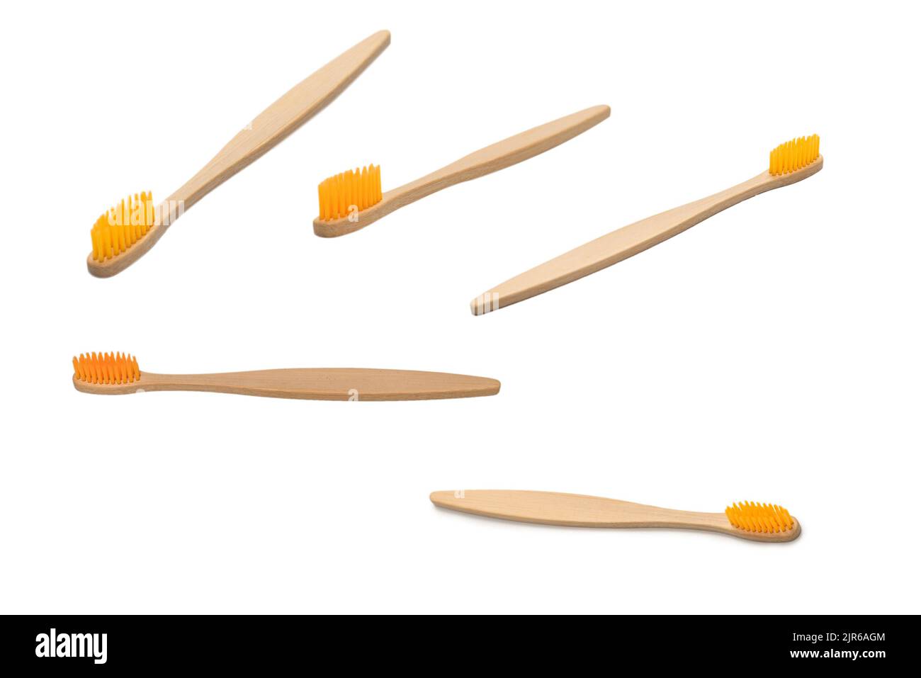 Bamboo toothbrush isolated on a white background. Top view Stock Photo ...