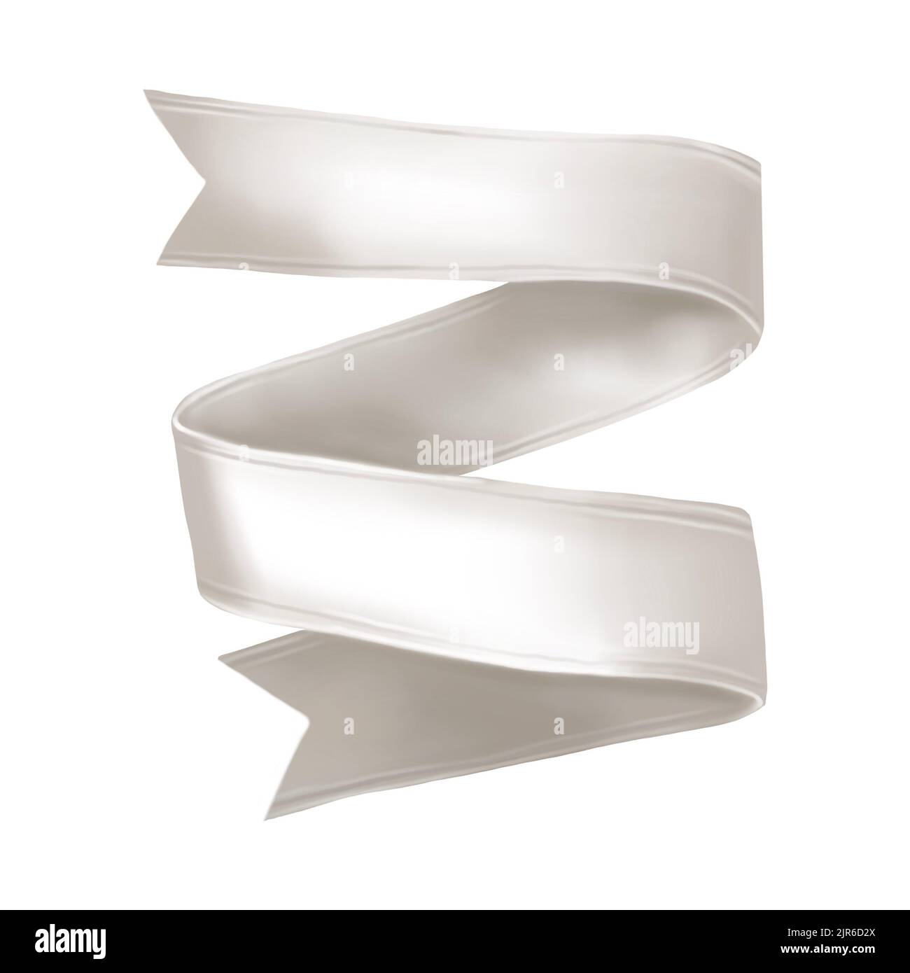 Watercolor white ribbon. Realistic ribbon banner illustration Stock ...