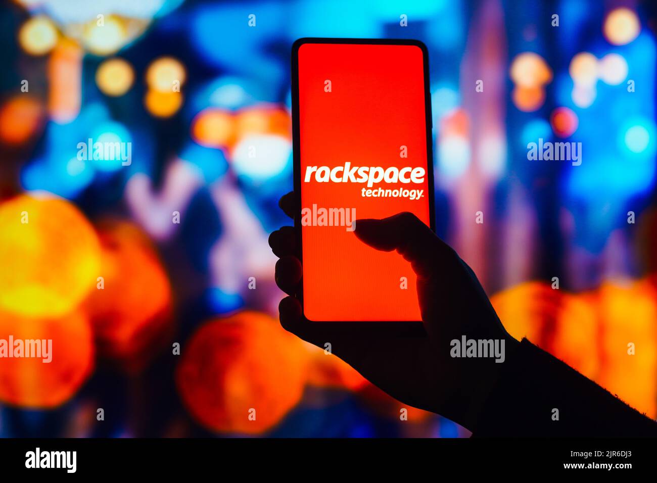 In this photo illustration, the Rackspace Technology logo is displayed