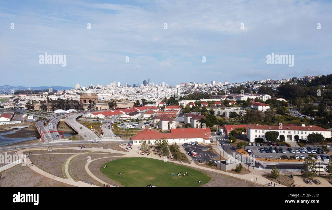 An aerial view of modern buildings on a sunny day Stock Photo - Alamy