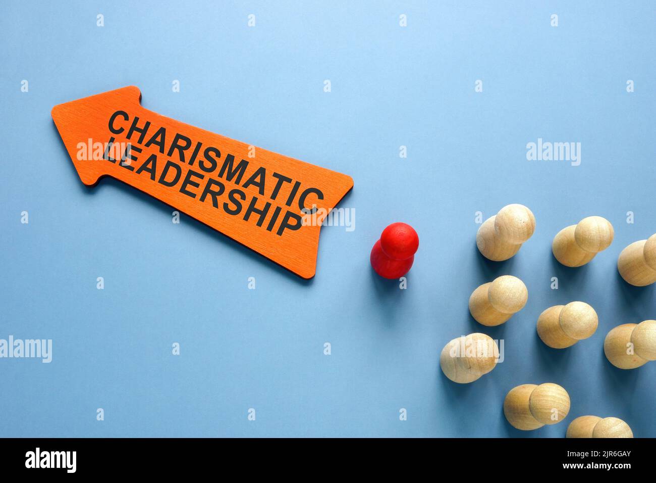 Arrow with words Charismatic leadership and figurines. Stock Photo