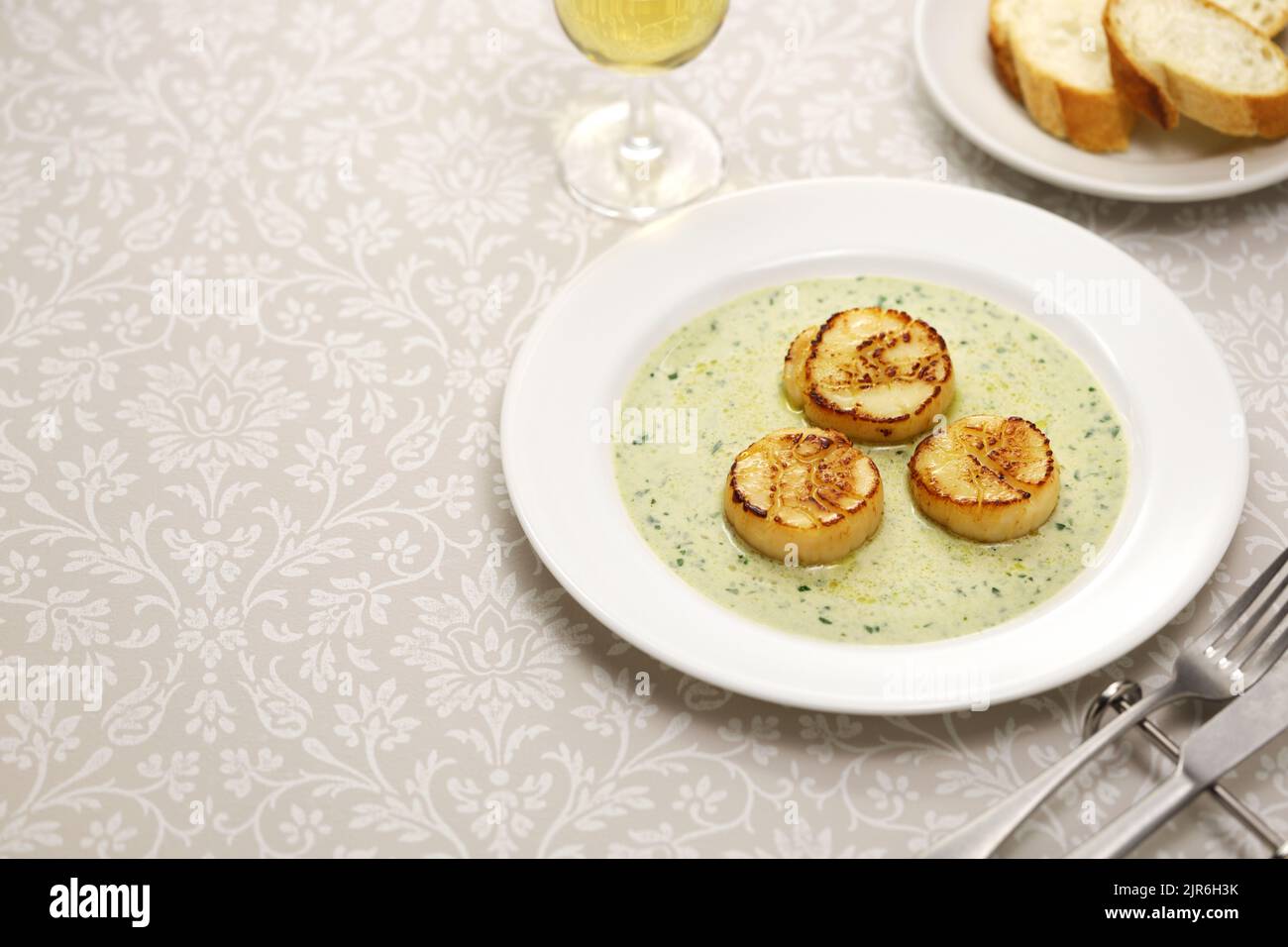seared scallops, French cuisine Stock Photo