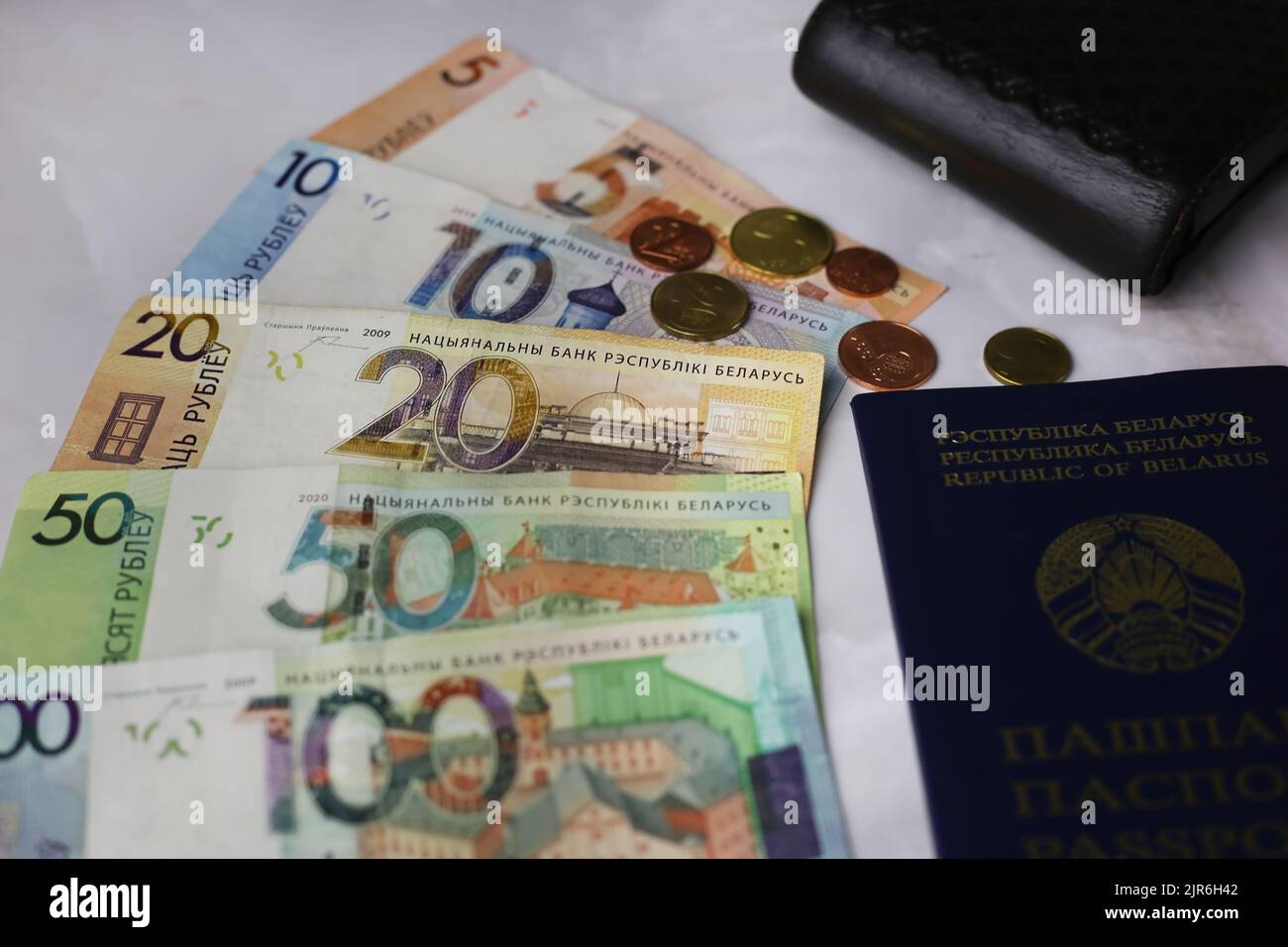 Coins And Banknotes Of 100 50 20 10 5 Belarusian Rubles With A Black coins-and-banknotes-of-100-50-20-10-5-belarusian-rubles-with-a-black