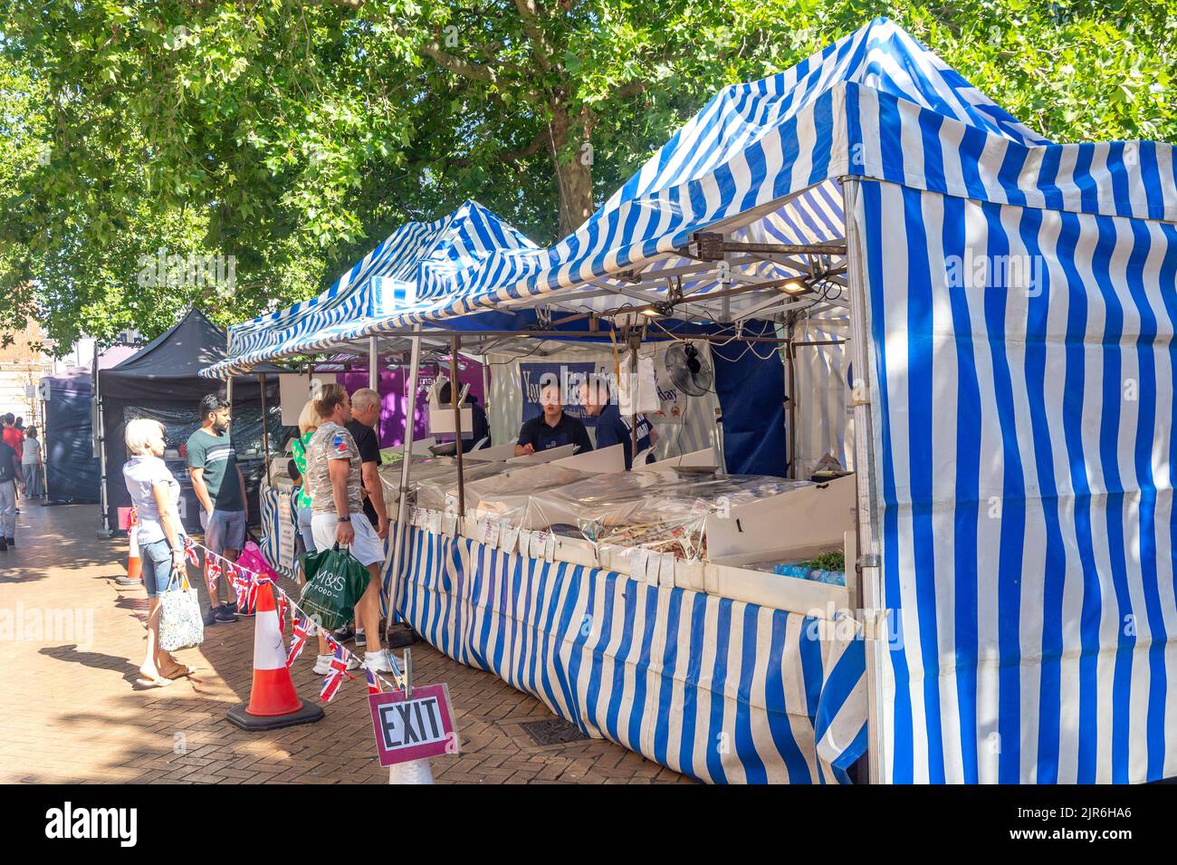 Fresh fish stall in High Street, Chelmsford, Essex, England, United