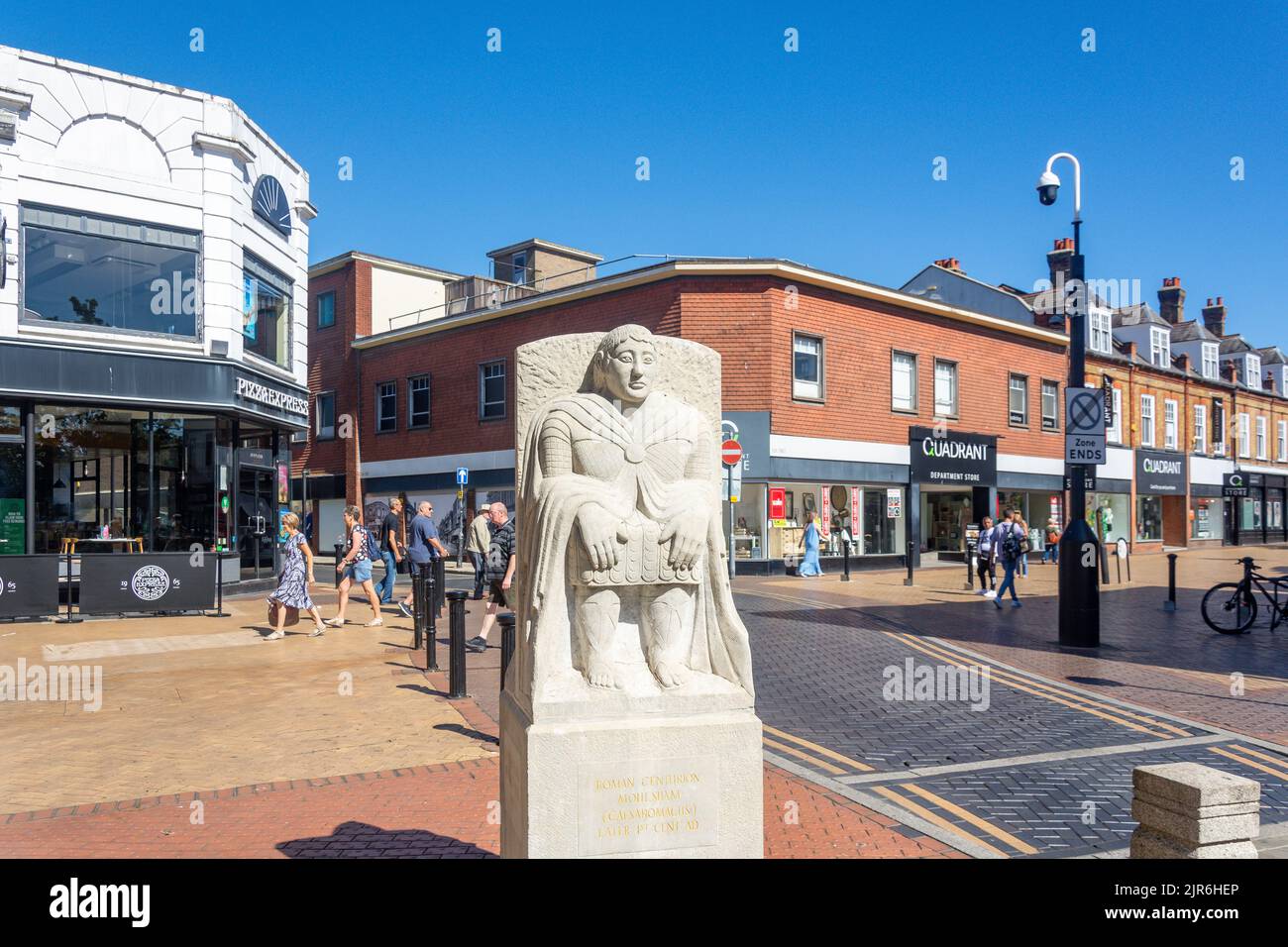 Roman Centurion Moulsham sculpture, Moulsham Street, Chelmsford, Essex, England, United Kingdom Stock Photo
