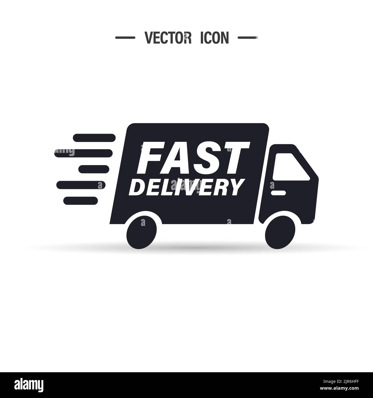 Fast shipping delivery truck icon. Editable stroke vector illustration