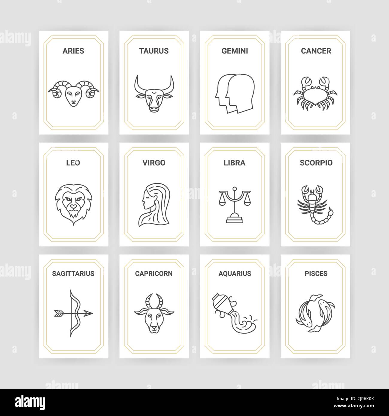 Horoscope 12 Zodiac Cards Stock Vector Image & Art Alamy