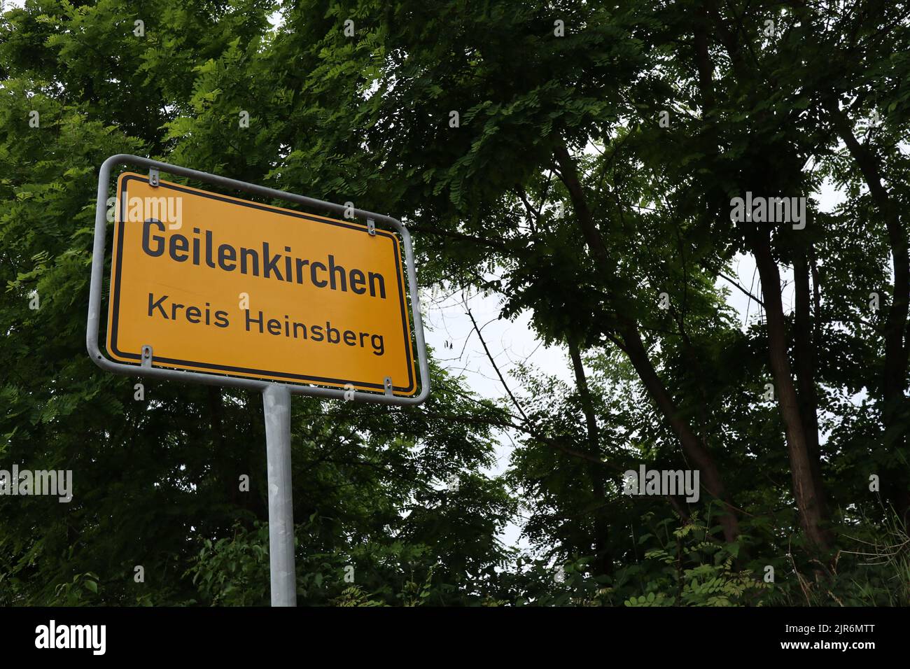 A german yellow inner city traffic sign Stock Photo