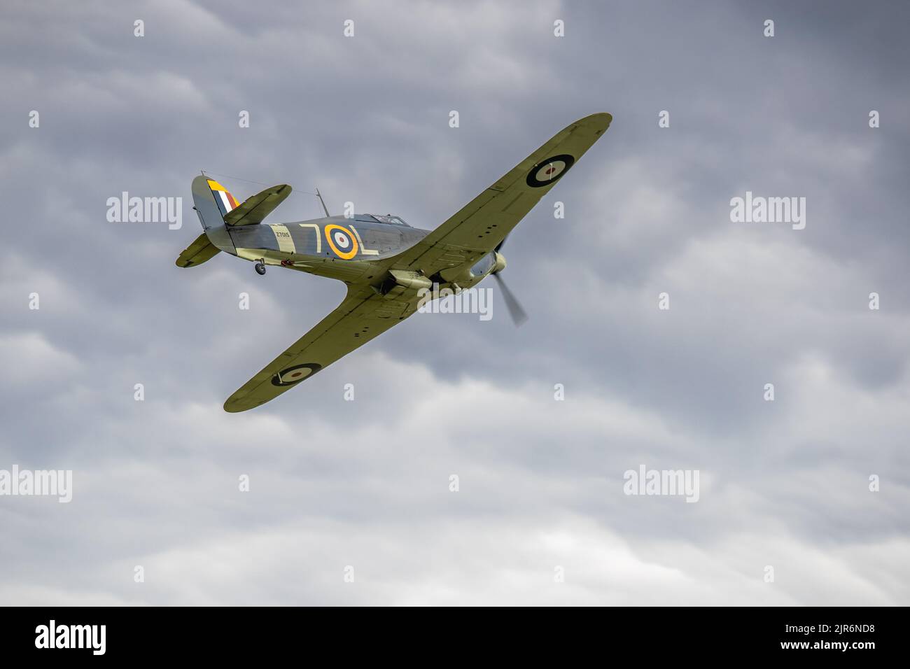 1941 Hawker Sea Hurricane ‘Z7015’ airborne at the Fly Navy Airshow held at Shuttleworth on the 3rd July 2022 Stock Photo