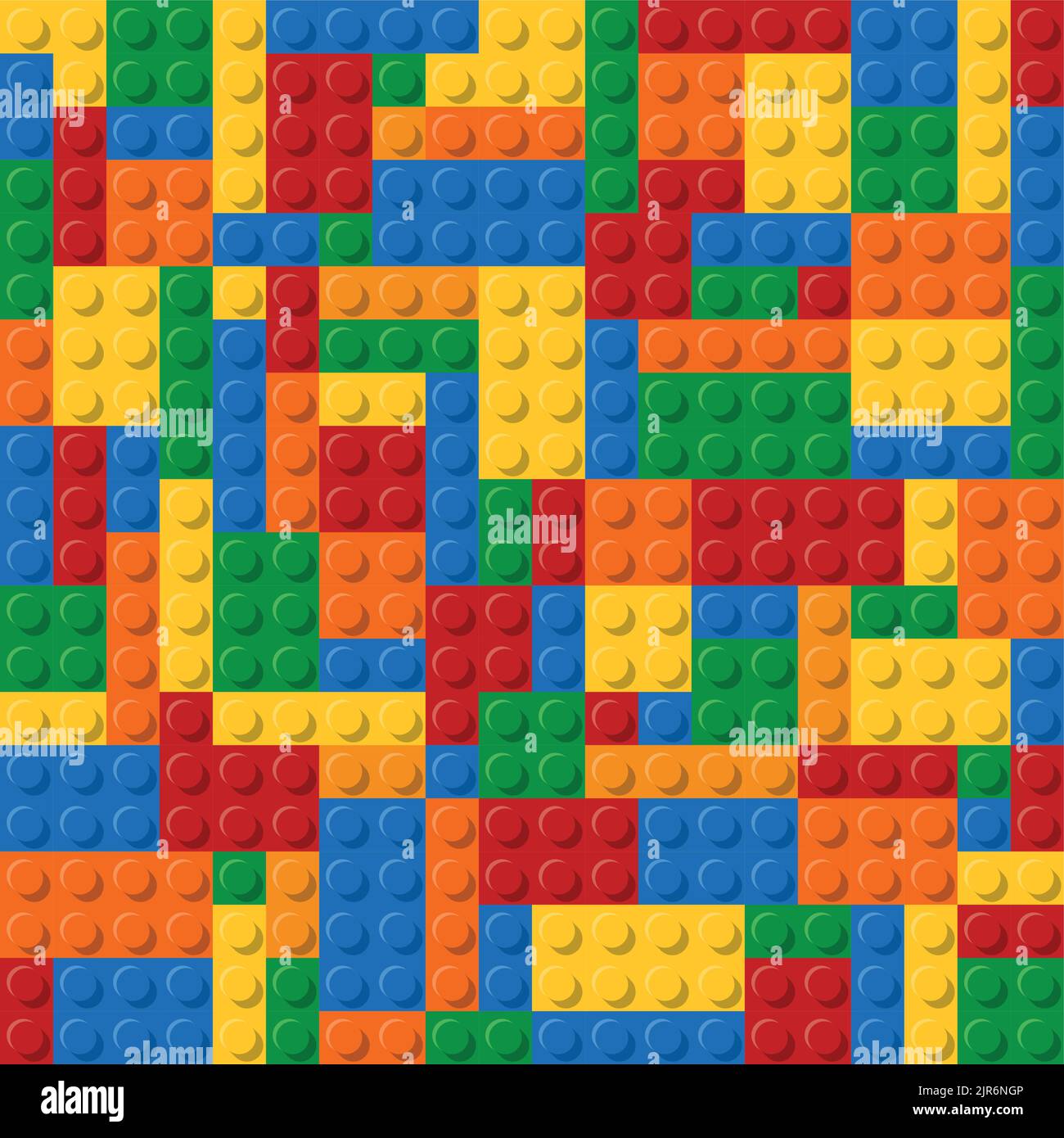 Seamless template of realistic colored plastic bricks. Construction