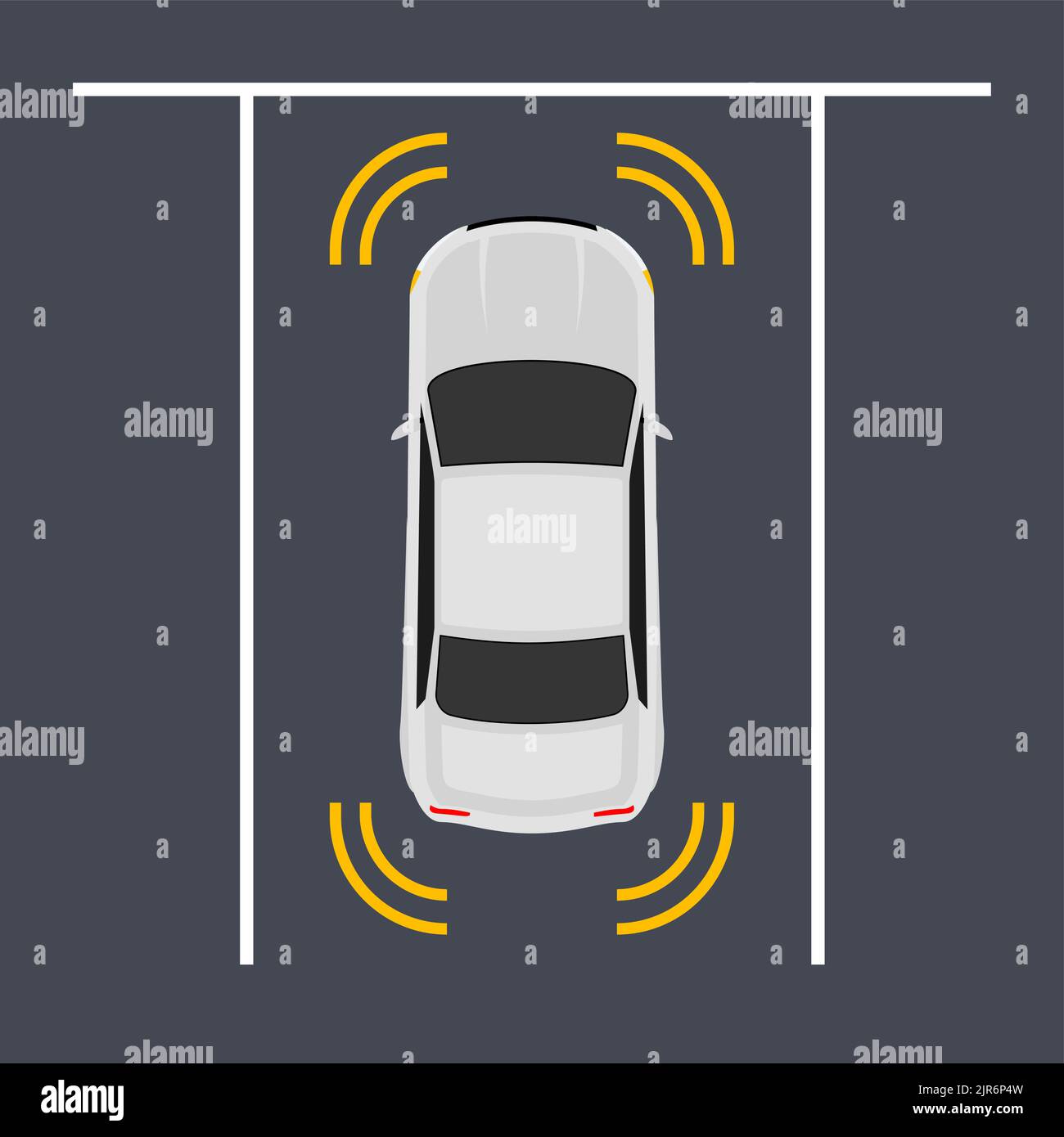 Parking smart car sensor autonomous view. Automobile park assist drive