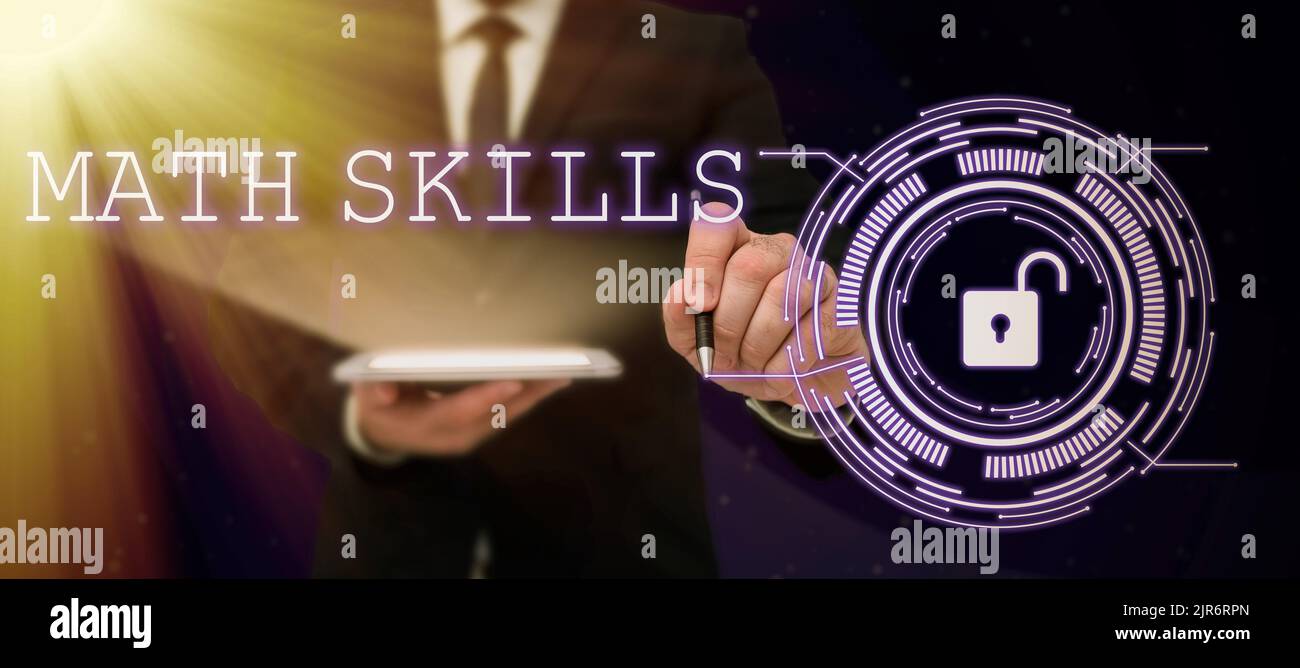 Text caption presenting Math Skills. Internet Concept starting to learn ...