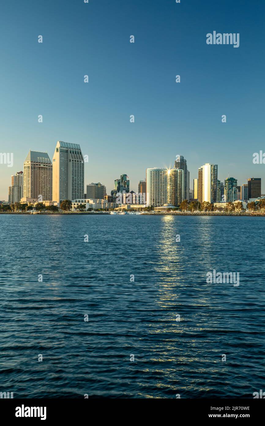 Skyline and San Diego Bay, San Diego, California USA Stock Photo