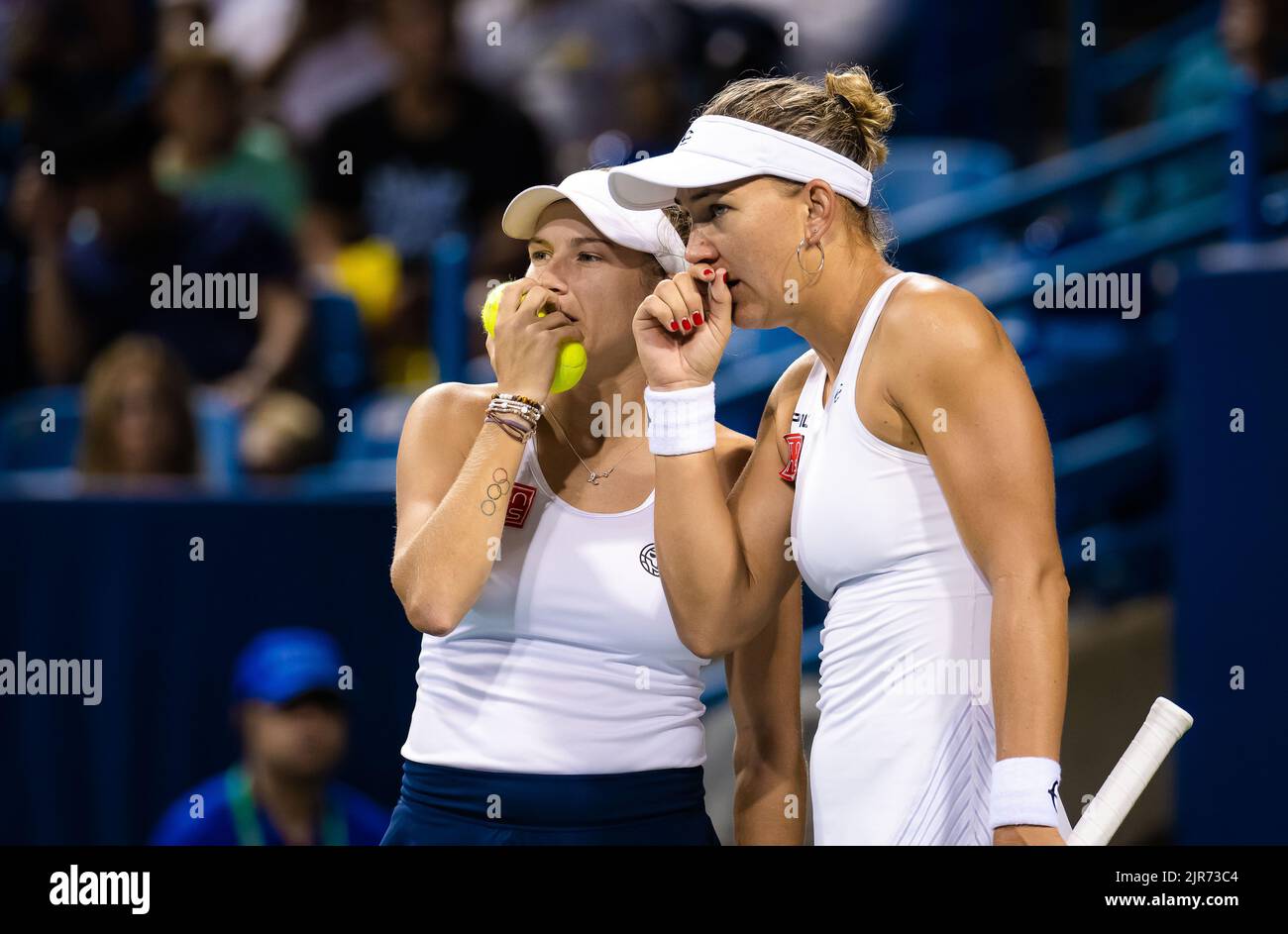 Nicole Melichar-Martinez of the United States & Ellen Perez of Australia in action during the doubles final of the 2022 Western & Southern Open, WTA 1000 tennis tournament on August 21, 2022 in Cincinnati, United States - Photo: Rob Prange/DPPI/LiveMedia Stock Photo