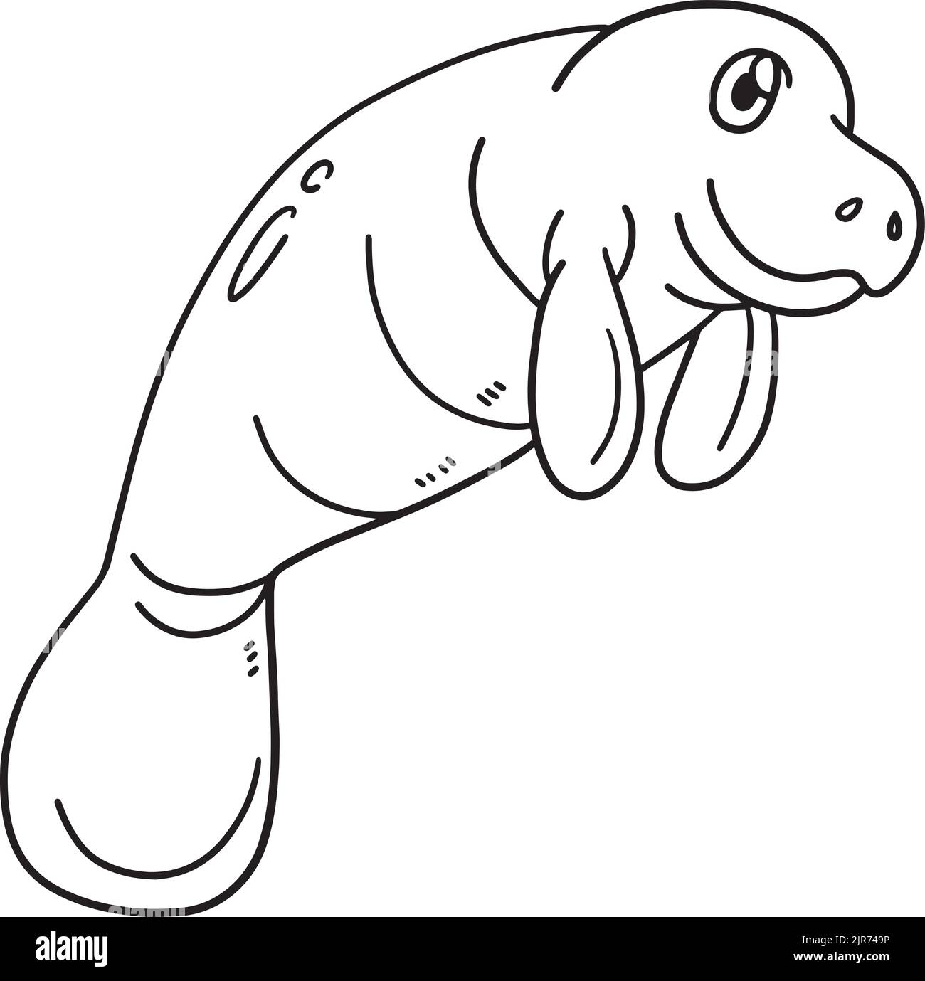 Manatee Isolated Coloring Page for Kids Stock Vector