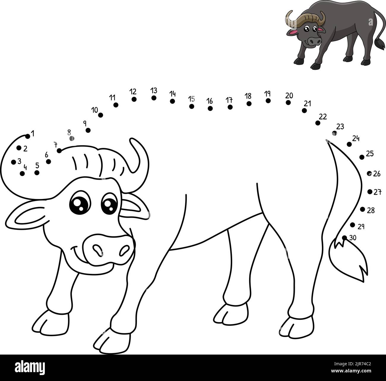 Dot to Dot Buffalo Coloring Page for Kids Stock Vector Image & Art - Alamy