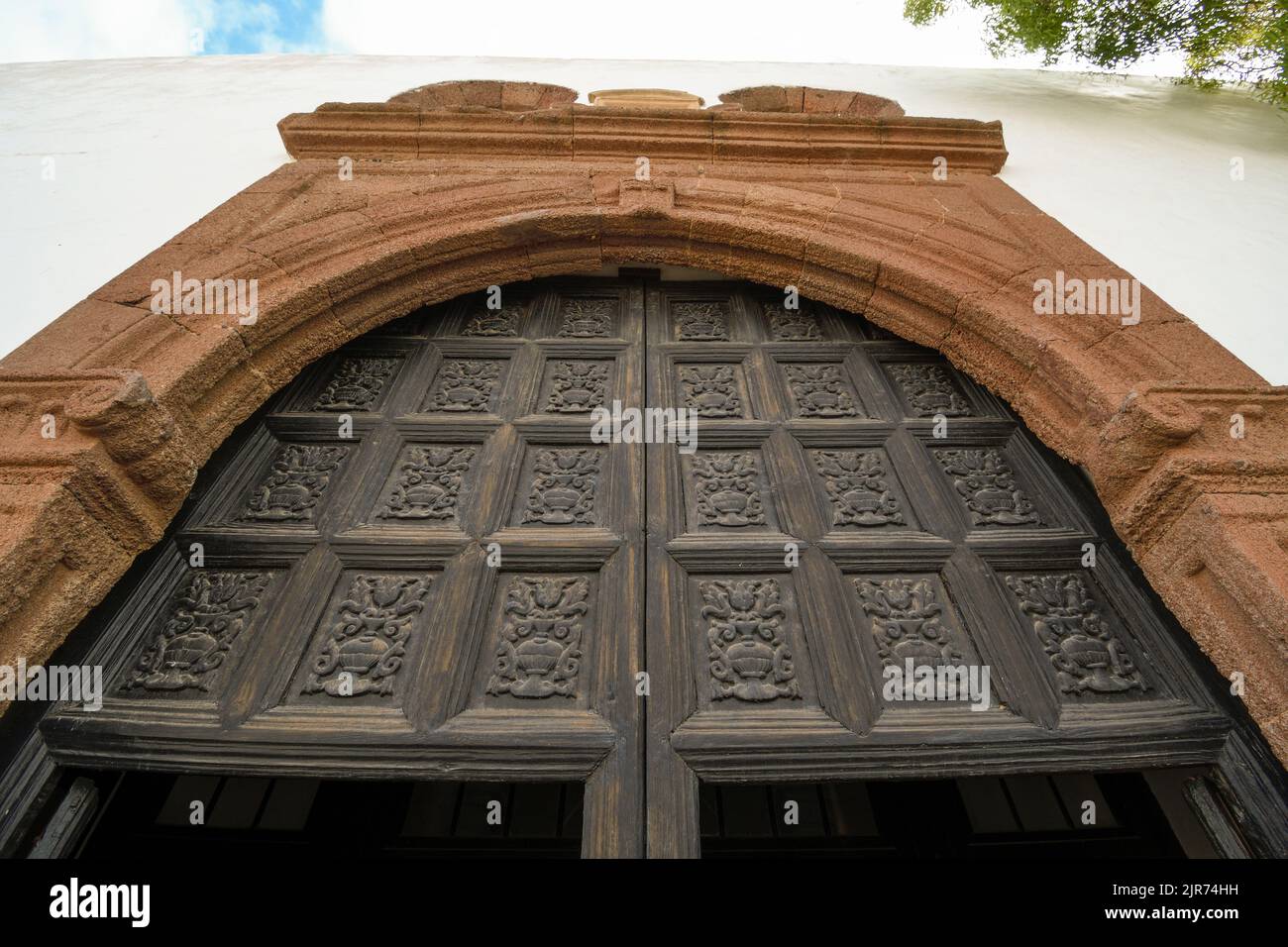 Detail of the door of the Church of Our Lady of Guadalupe in Teguise, Lanzarote Stock Photo