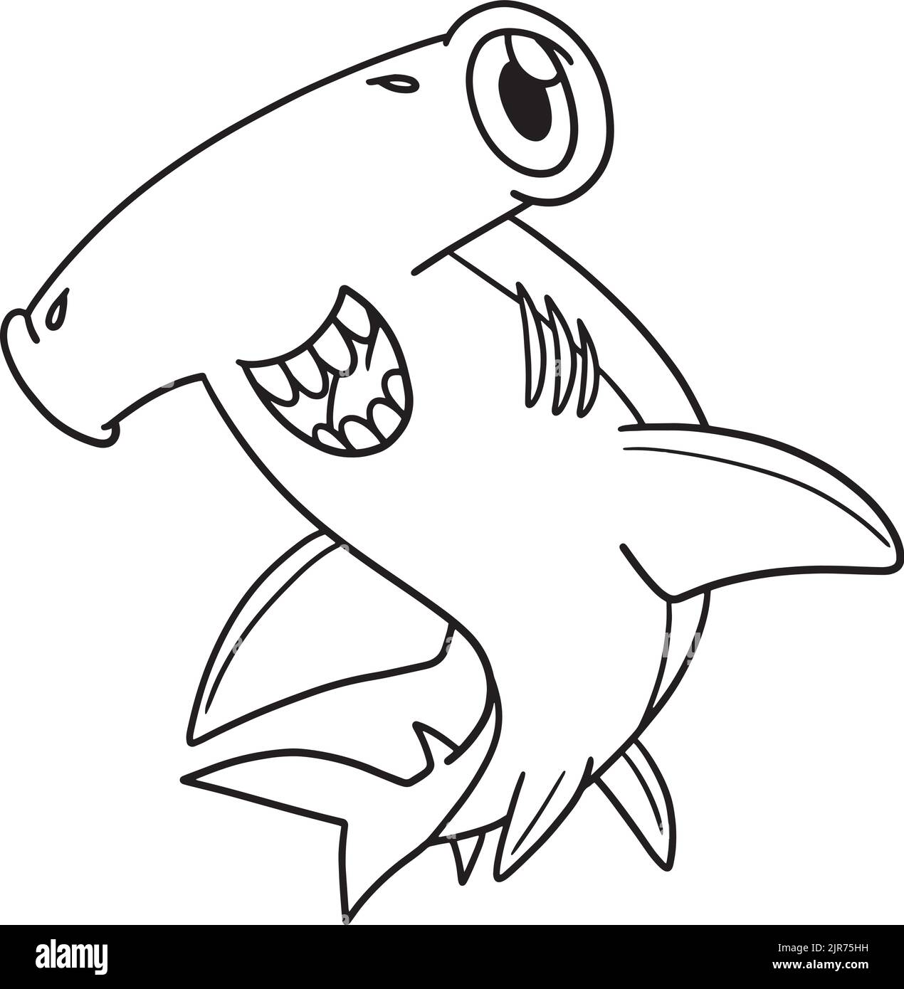 Hammerhead Shark Isolated Coloring Page for Kids Stock Vector
