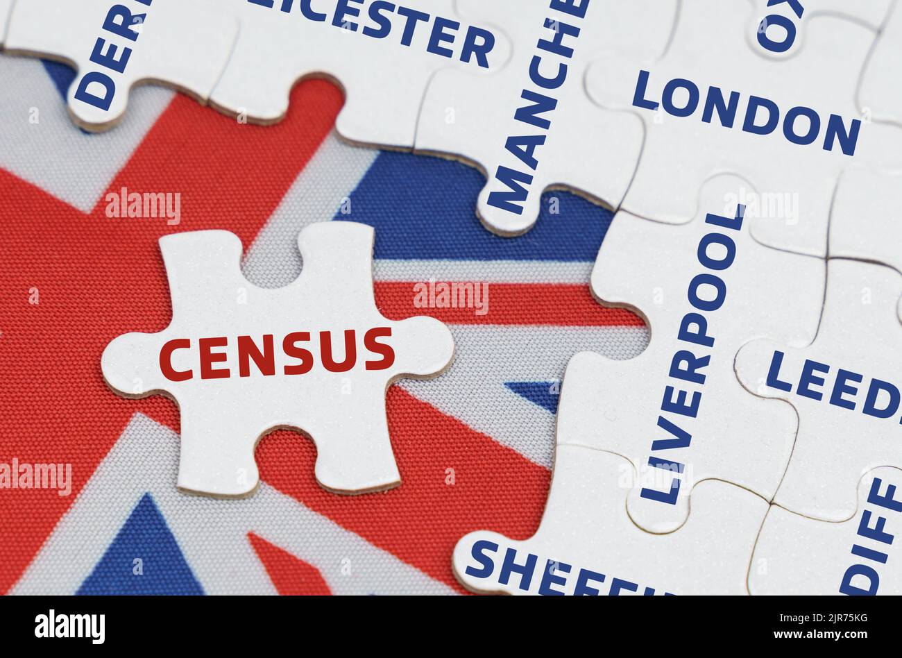 National concept. On the flag of Great Britain there are puzzles with ...